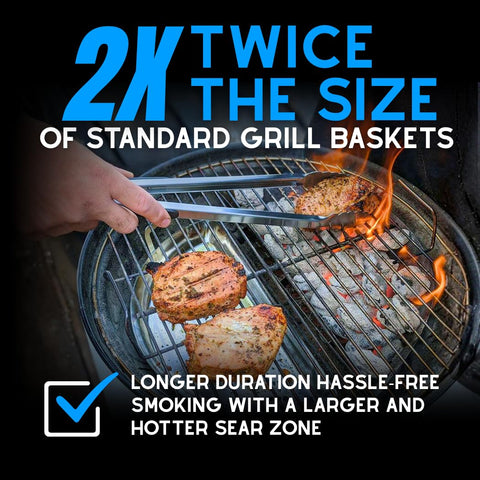 Slow N Sear airflow-optimized design improves temperature control during kettle grilling.