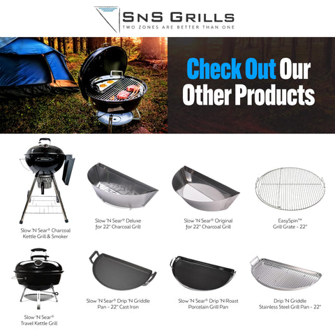 Slow N Sear backyard-smoker on Weber 22-kettle highlights portable backyard versatility