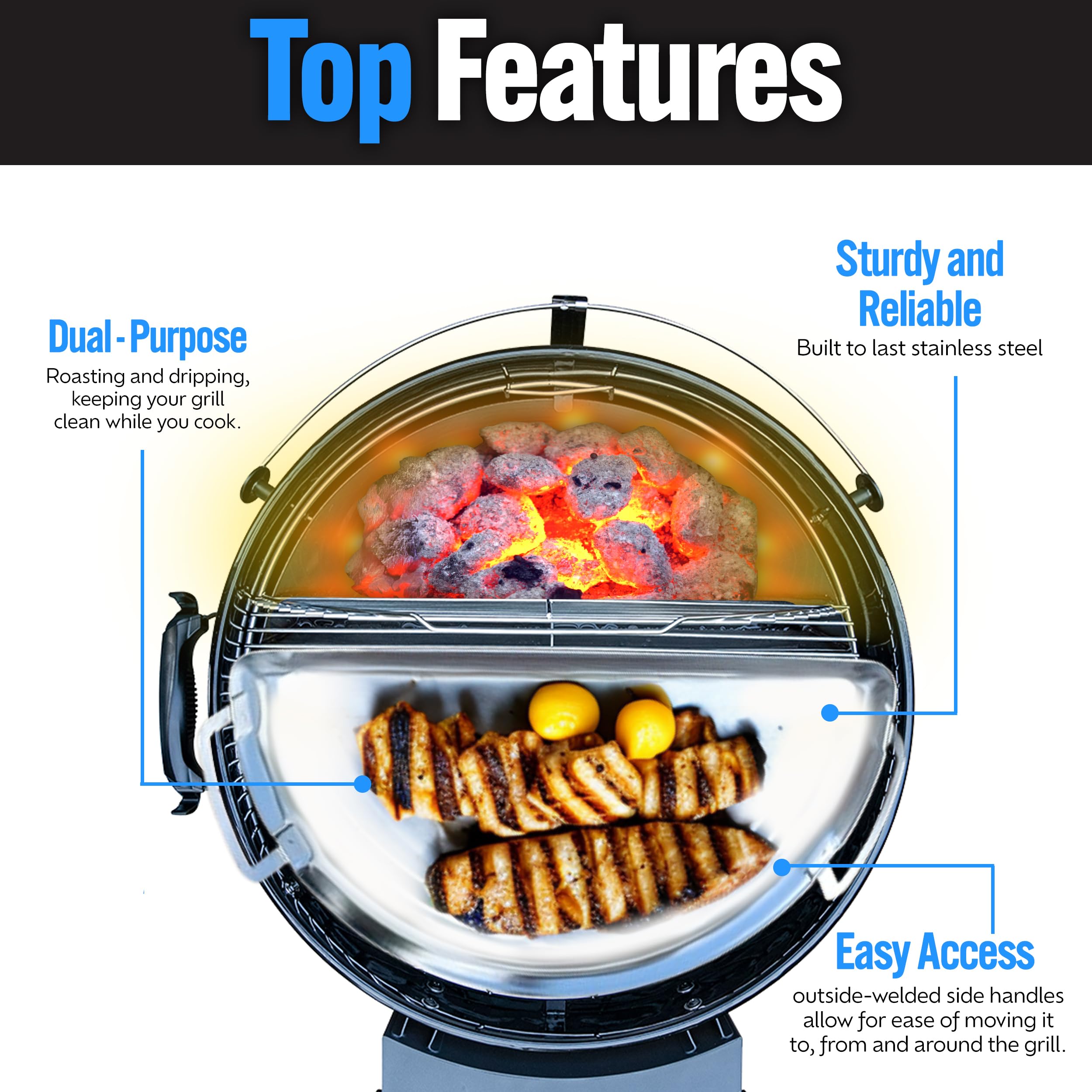 Slow 'N Sear Drip 'N Griddle Pan dishwasher-safe for quick cleanup after cooking