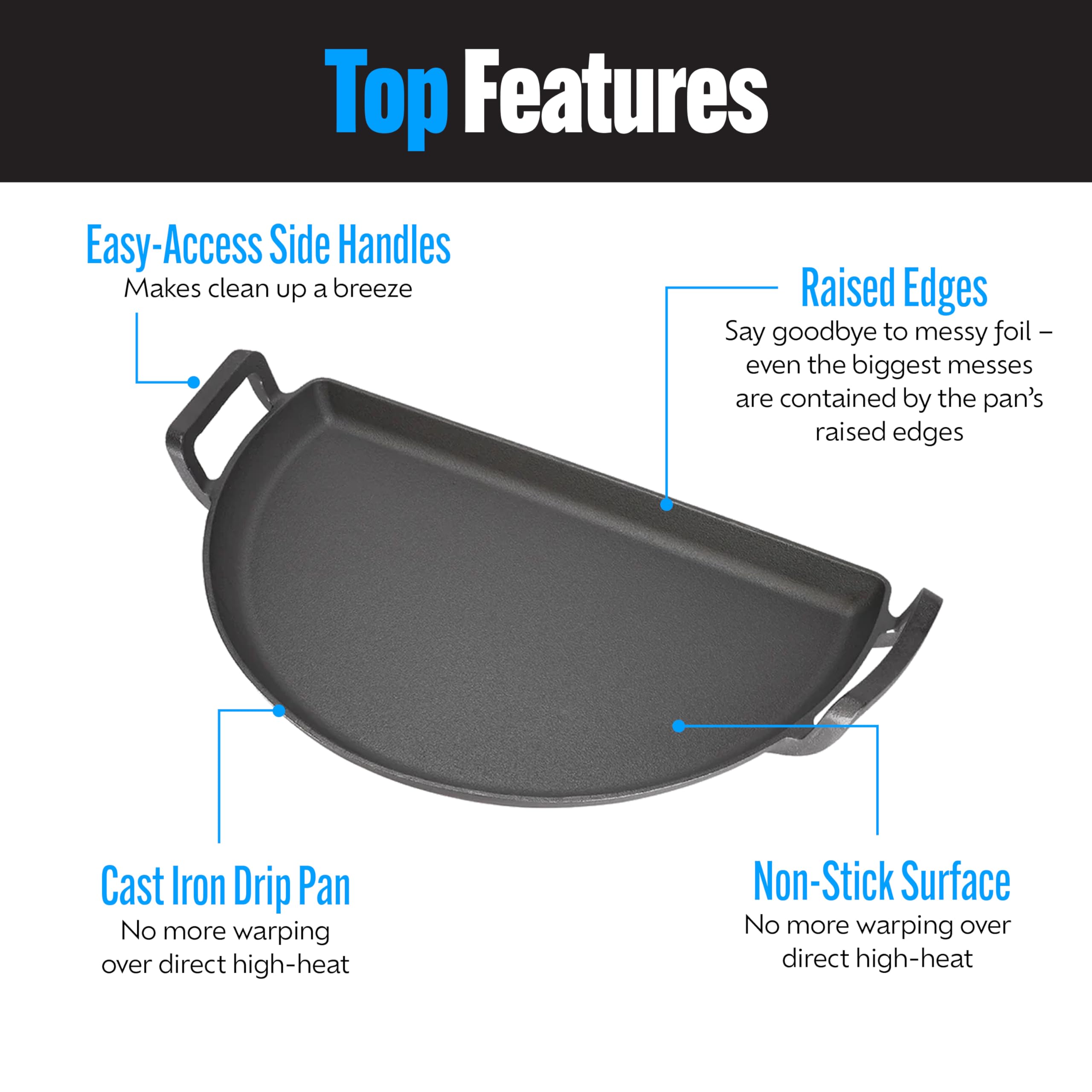 Slow N Sear drip-n-griddle-pan catches drips for easier cleanup
