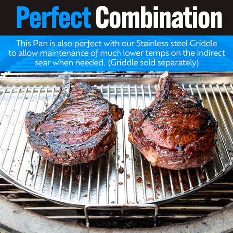 Slow 'N Sear Drip 'N Griddle Pan compatible with roasting rack for complete meals