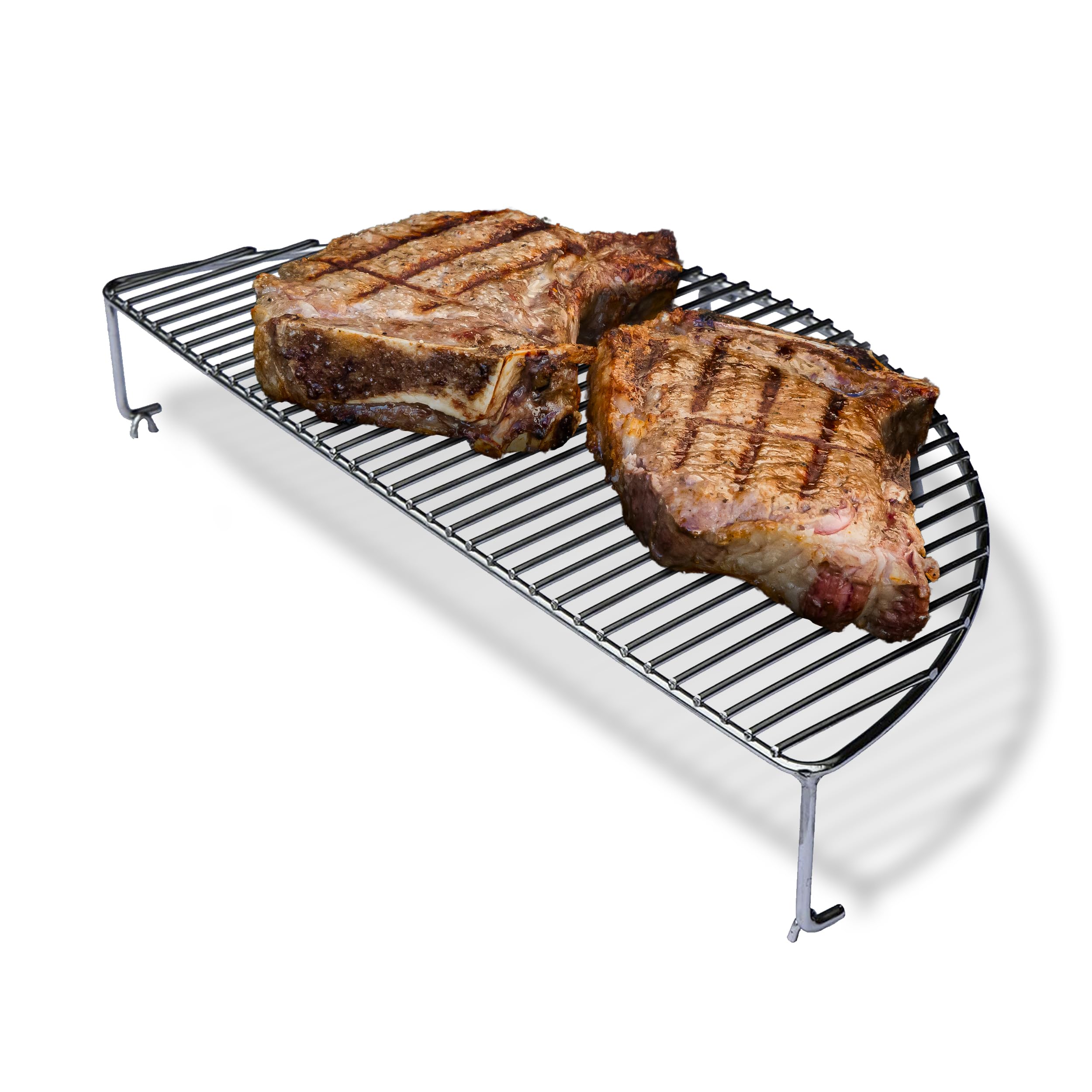 Over coals, Slow 'N Sear elevated grate enables versatile searing.