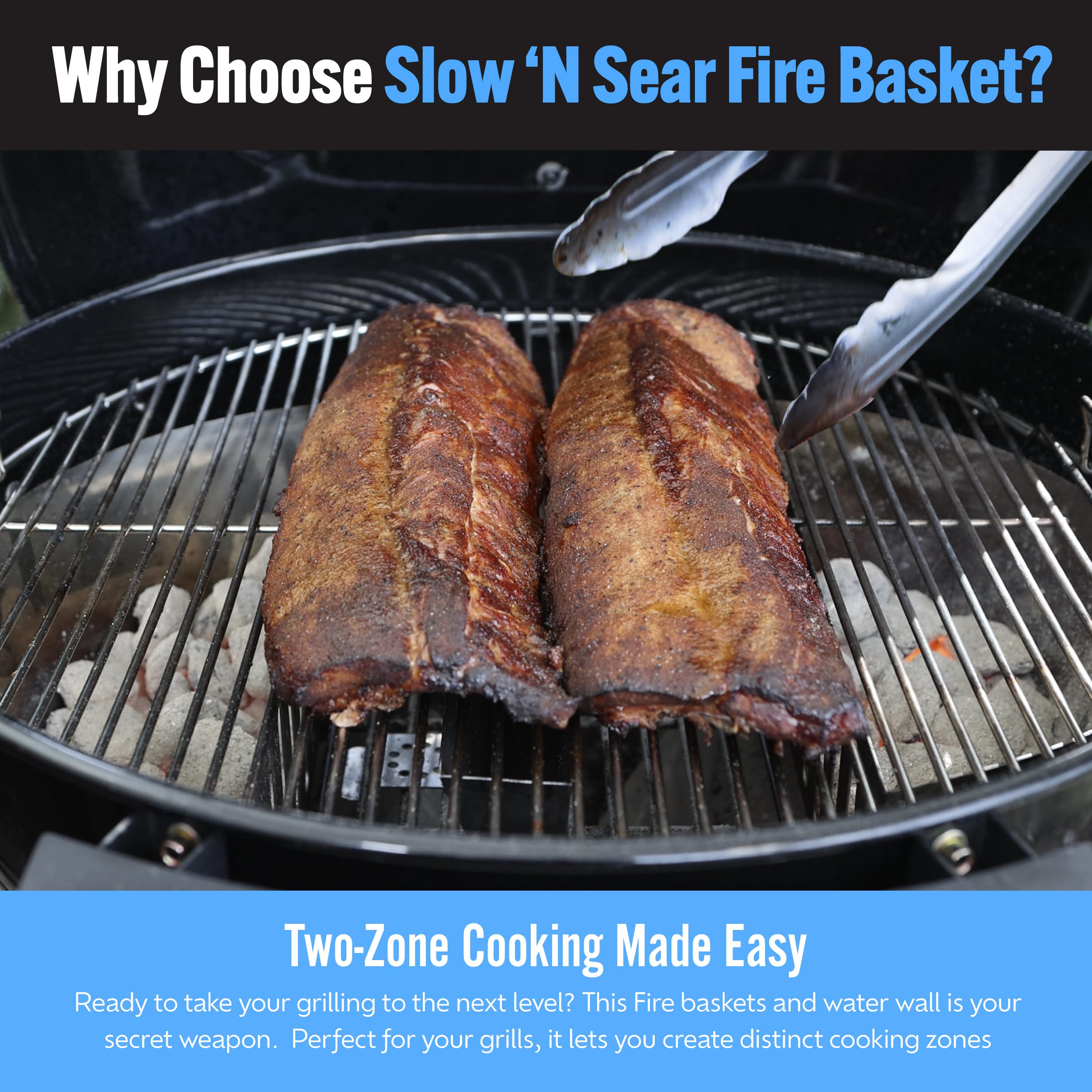 Affordable heat management option with the Slow N Sear FireBasket for BBQ sessions.