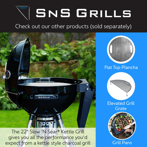 FireBasket compatible with Weber kettles and similar charcoal grills for easy upgrading.