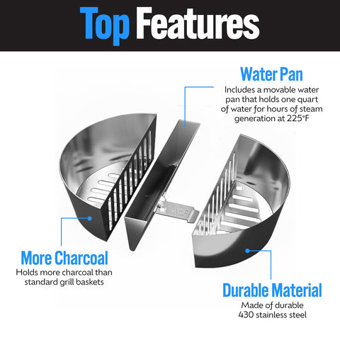 Integrated FireBasket extended burn time supports longer backyard cooks.