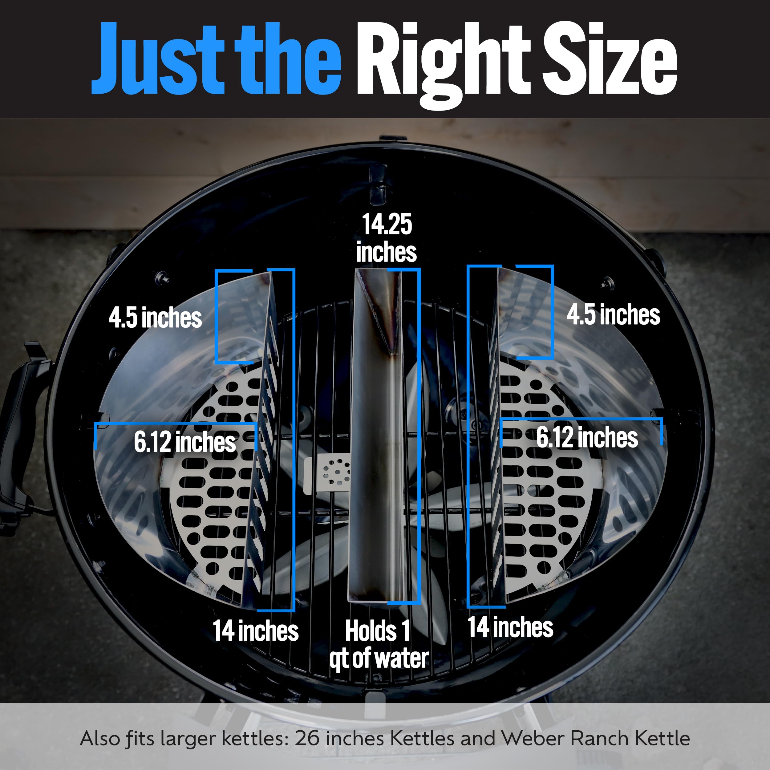 Slow N Sear FireBasket showcases 430 stainless construction for heat and rust resistance.