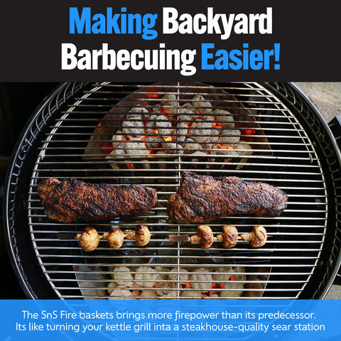 Two-zone cooking with the FireBasket enables smoking and searing in one setup.