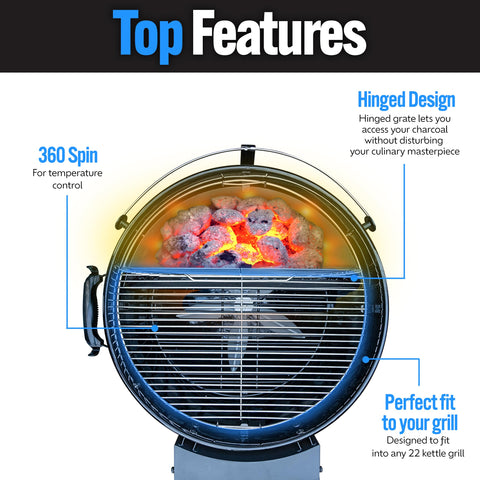 Slow 'N Sear two-zone design supports searing and slow cooking