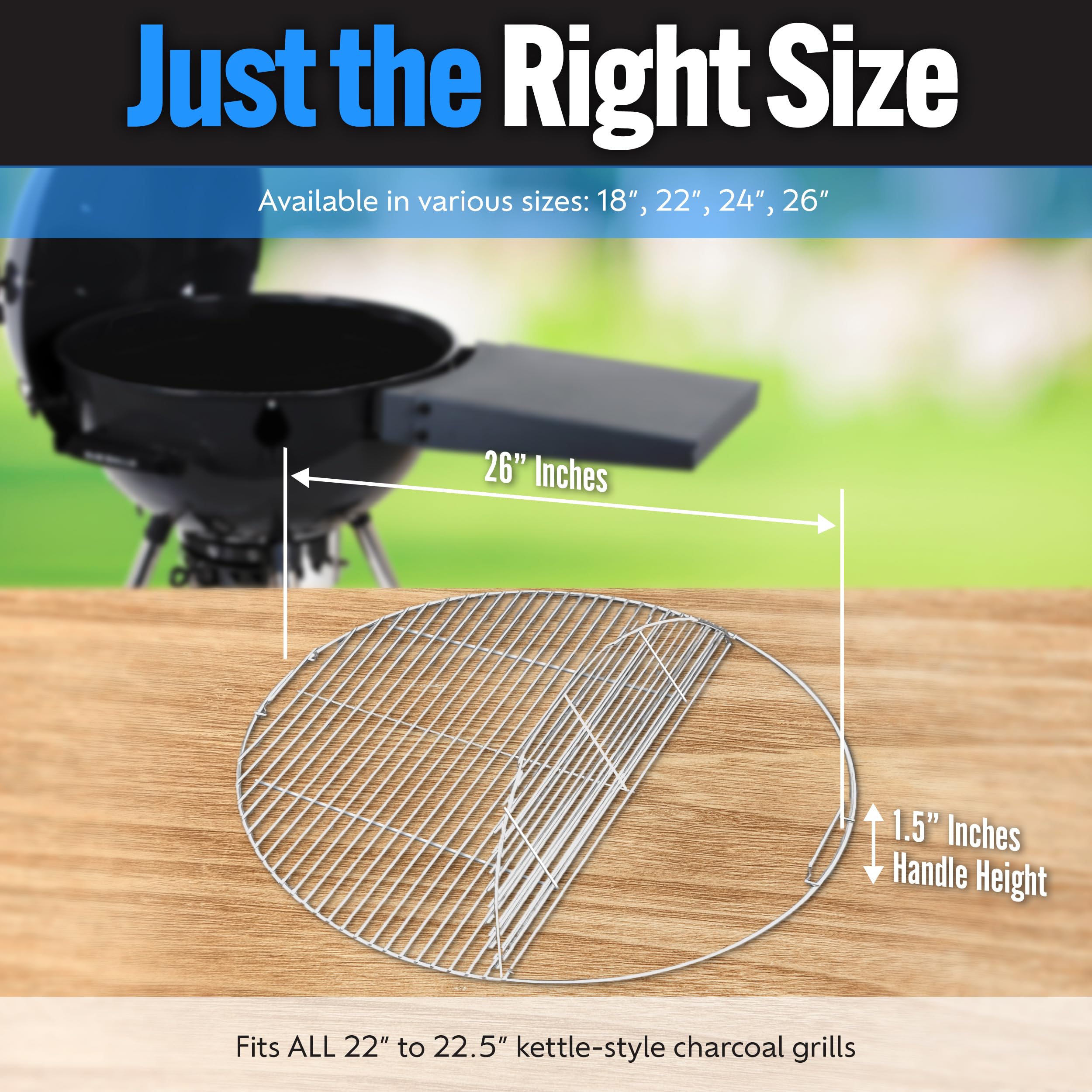 Slow N Sear welded handles ensure sturdy, easy handling.