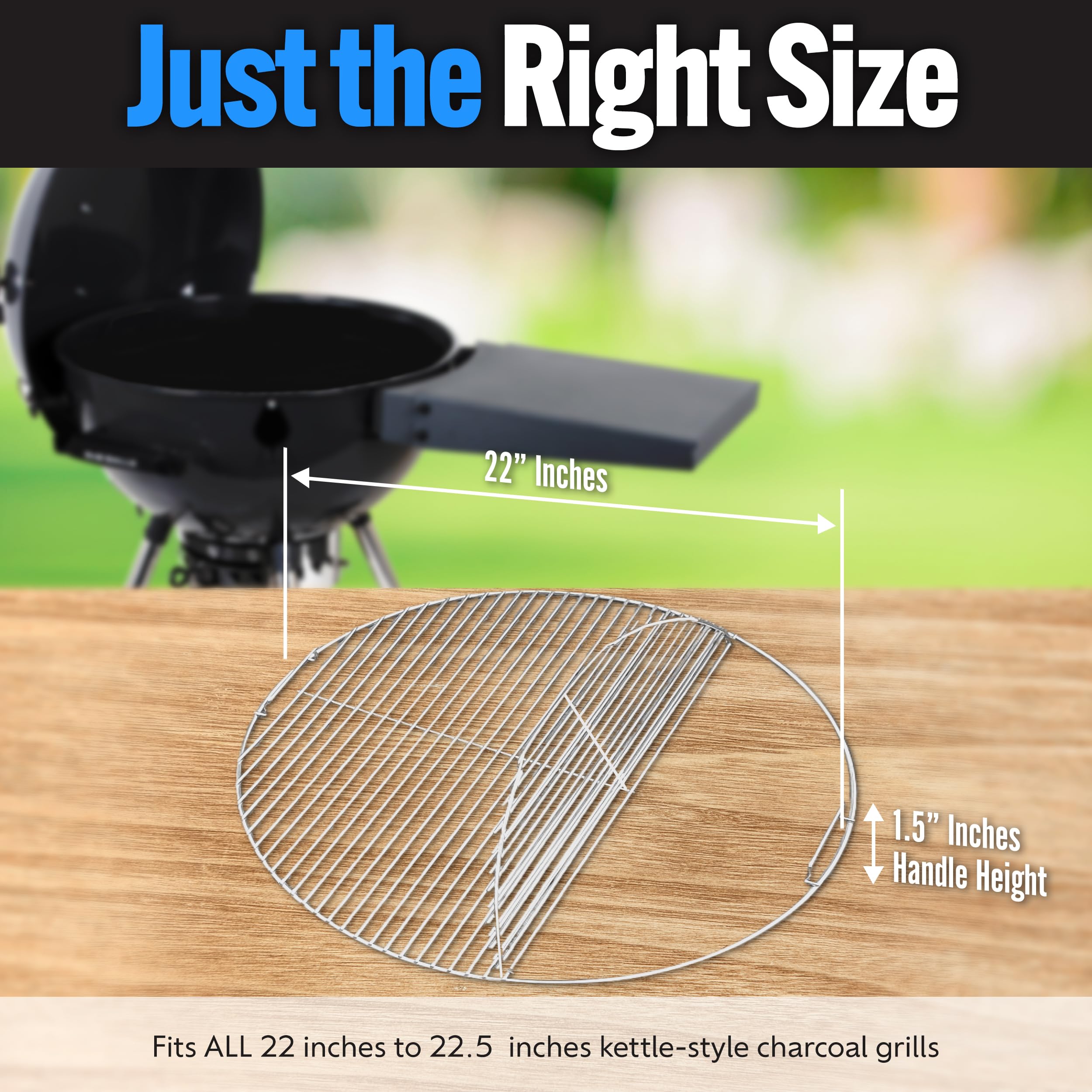 Slow 'N Sear welded handles provide easy lifting and cleanup