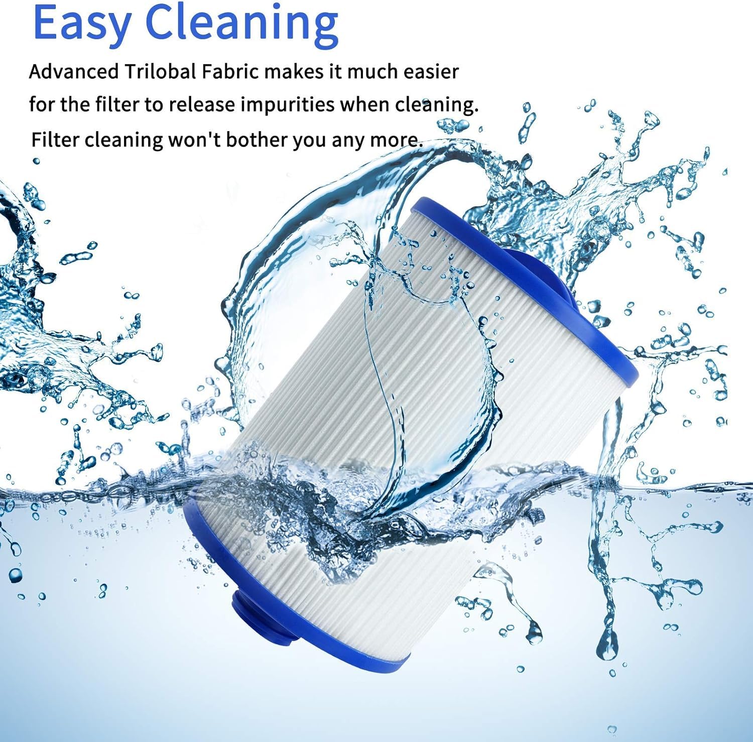 SLSM long-life spa filter with trilobal fabric lasts and resists wear