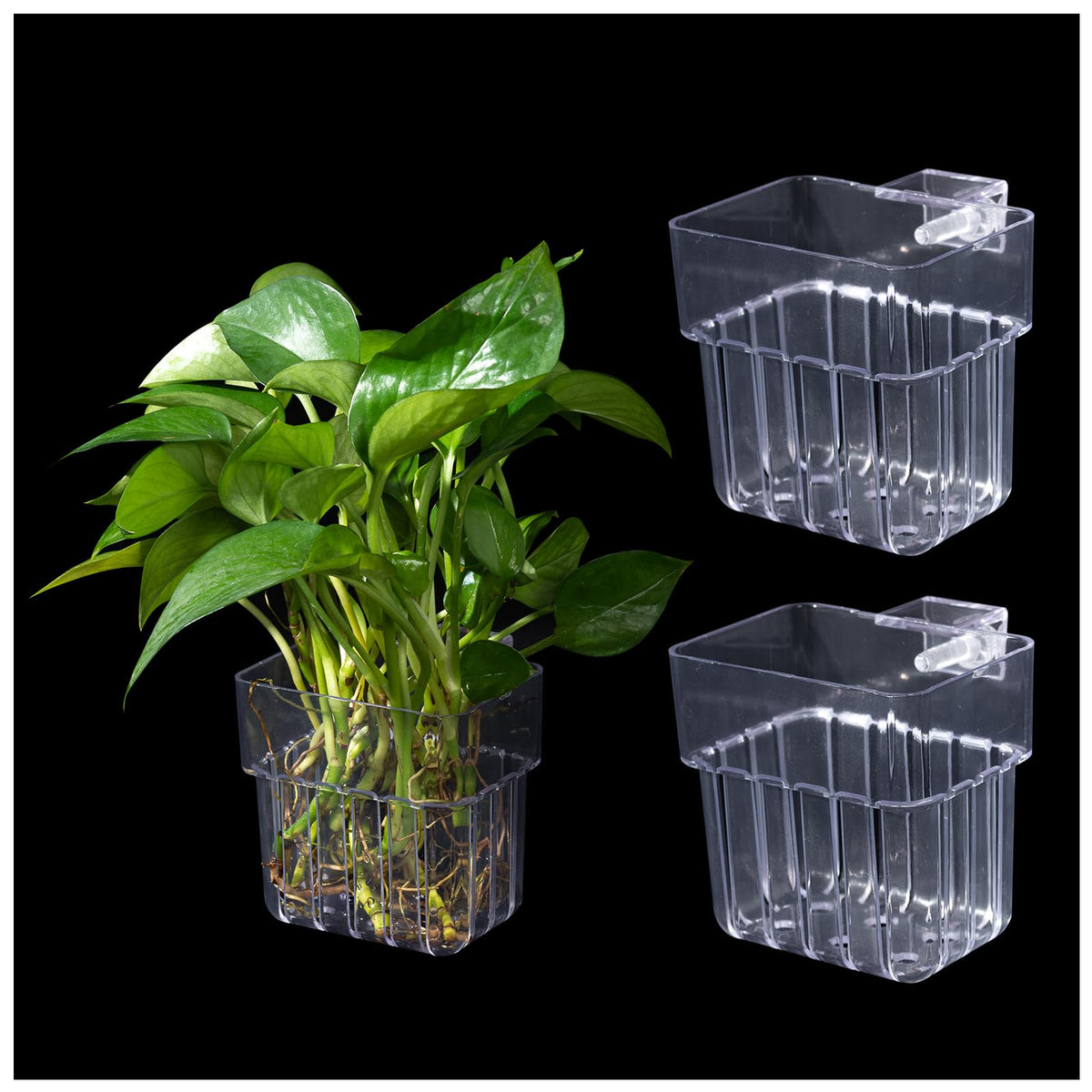 SLSON Aquarium Plant Holder: transparent hanging pot highlights aquatic plants clearly