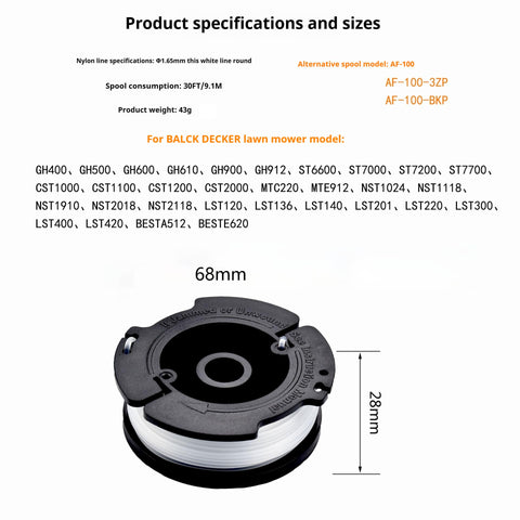 SLTG2020 AF100 spool compatible with many Black & Decker trimmers for versatile use.