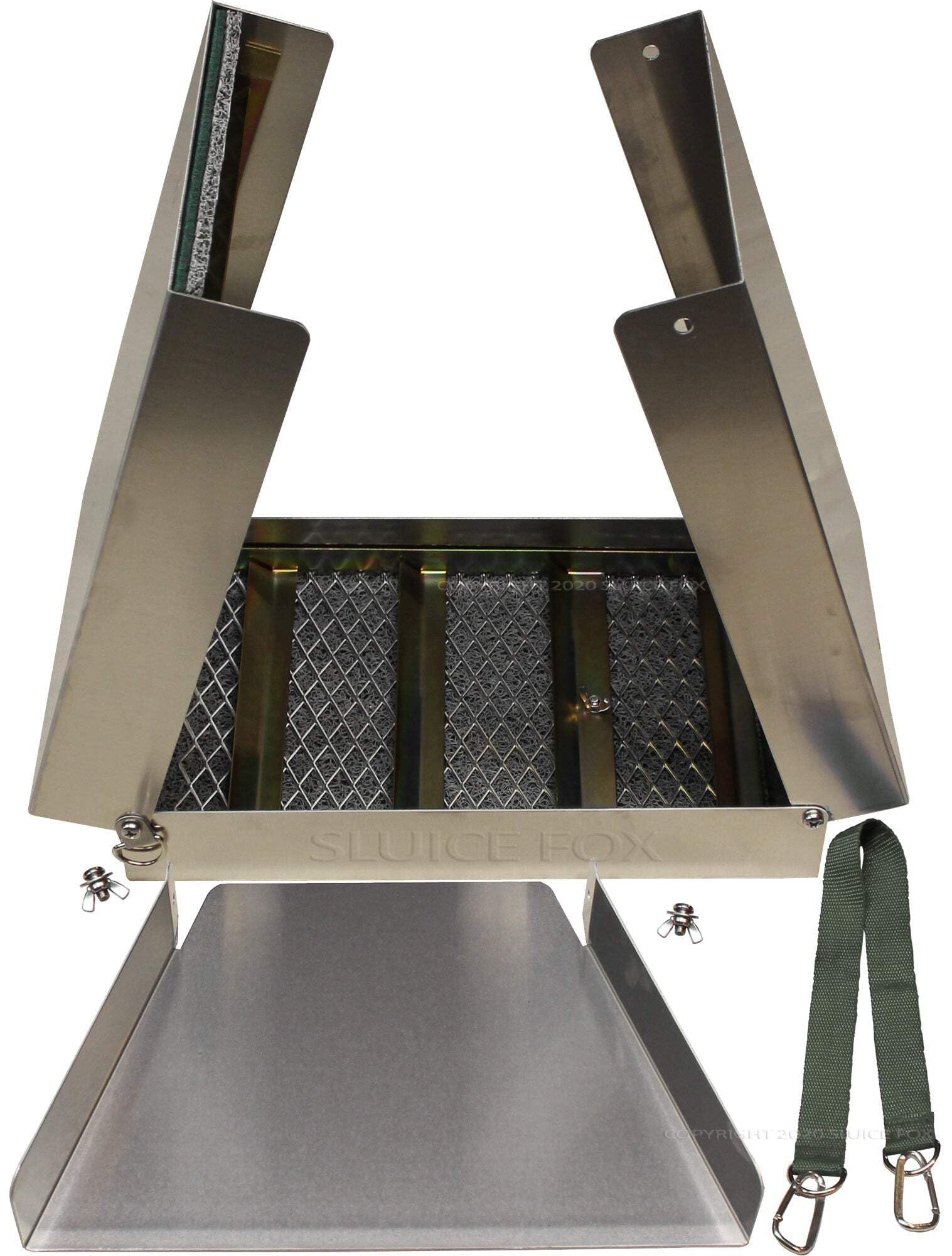 Sluice Fox zinc-plated Hungarian riffles boost gold recovery in varied river sands.