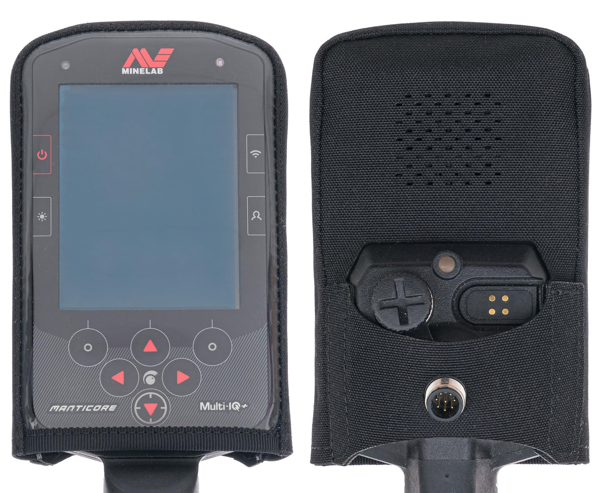 Sly Lynx cover on Minelab Manticore control box shields from dust and splashes.