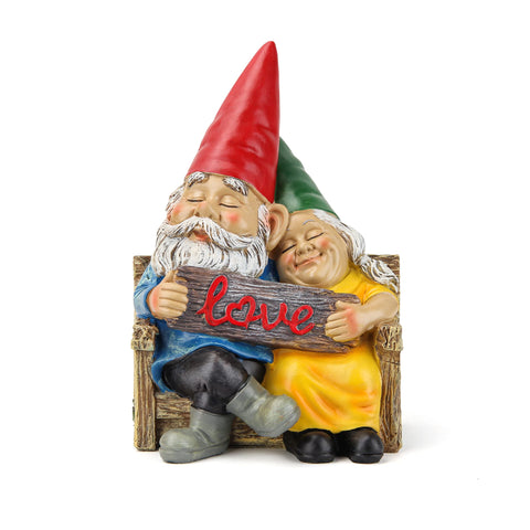 Smadeer couple gnomes on bench deliver romantic garden charm and lasting durability