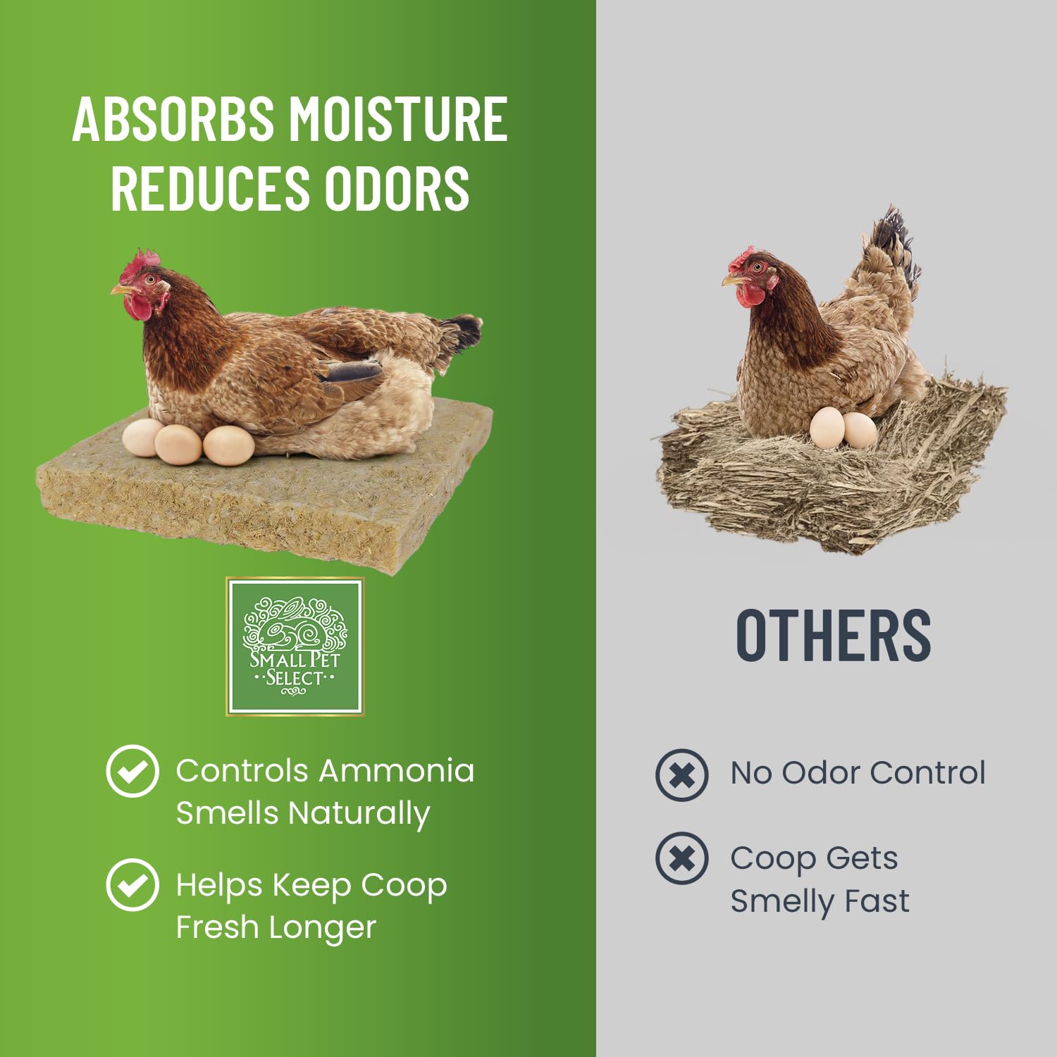 Small Pet Select extra thick nesting pad emphasizes cushioning for hens.