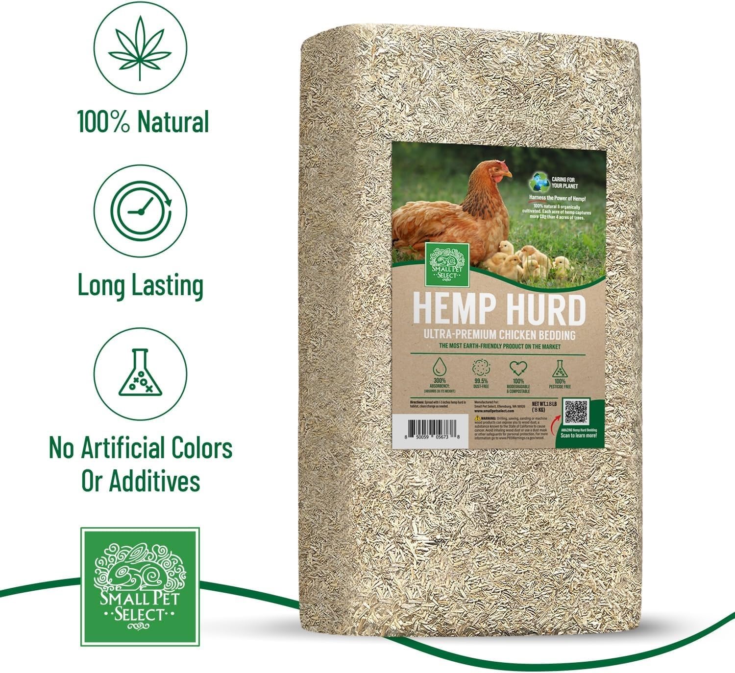 Long-lasting hemp hurd bedding reduces replacement frequency in coops.