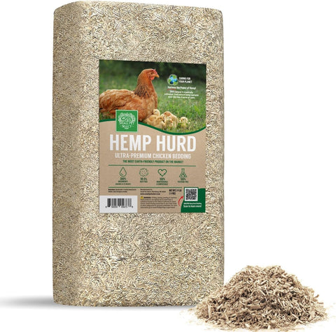 Small Pet Select Hemp Hurd Bedding in a chicken coop with superior absorbency and odor control.