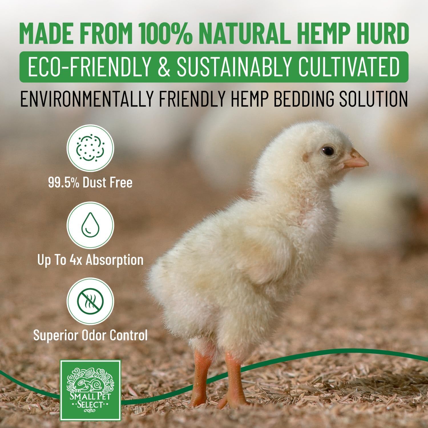 Small Pet Select hemp hurd bedding offers soft, warm comfort for rabbits and birds.