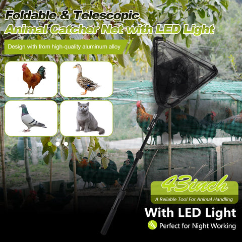 Smarkey animal catch net with LED light improves visibility at dusk.