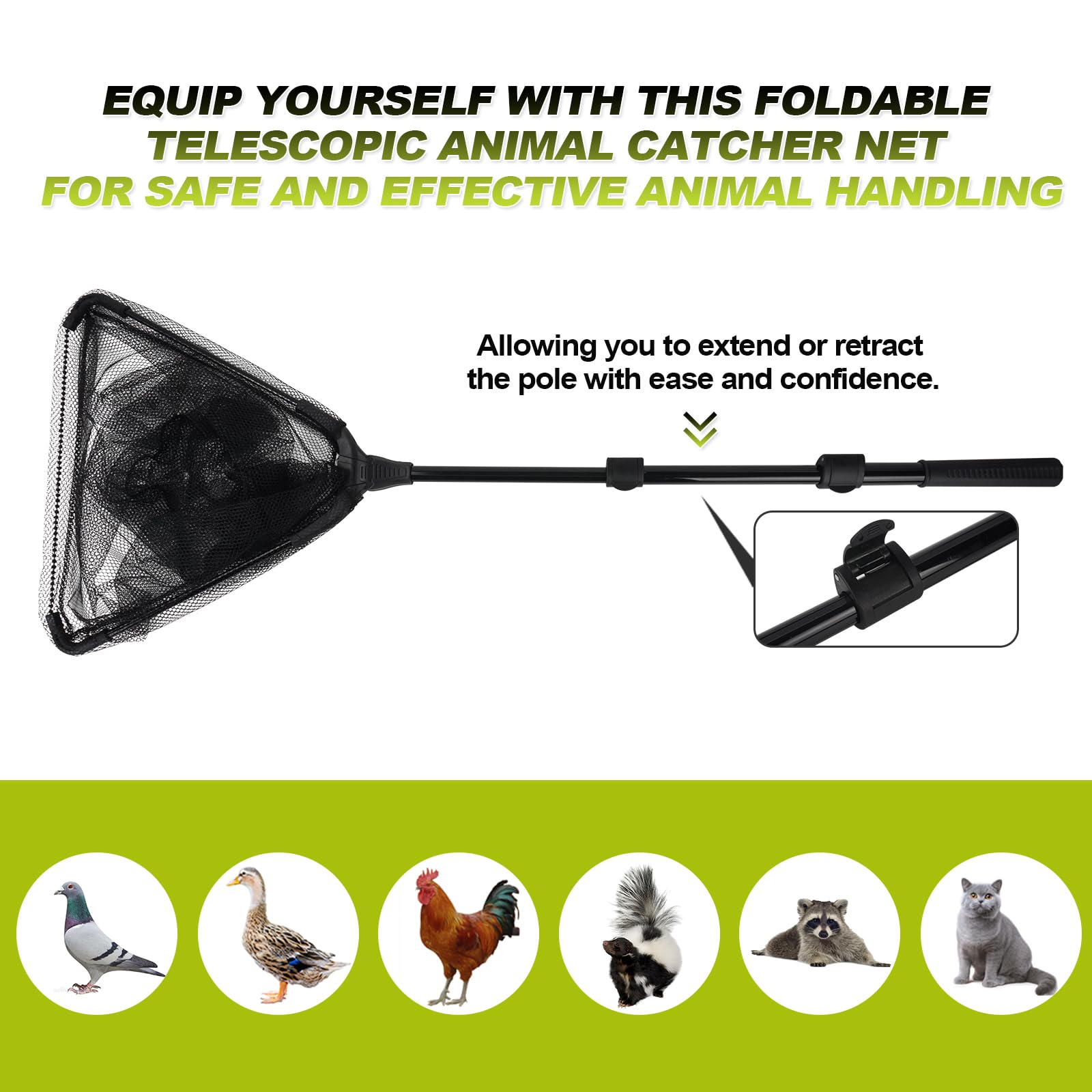 Smarkey compact catch net with carry bag for storage.