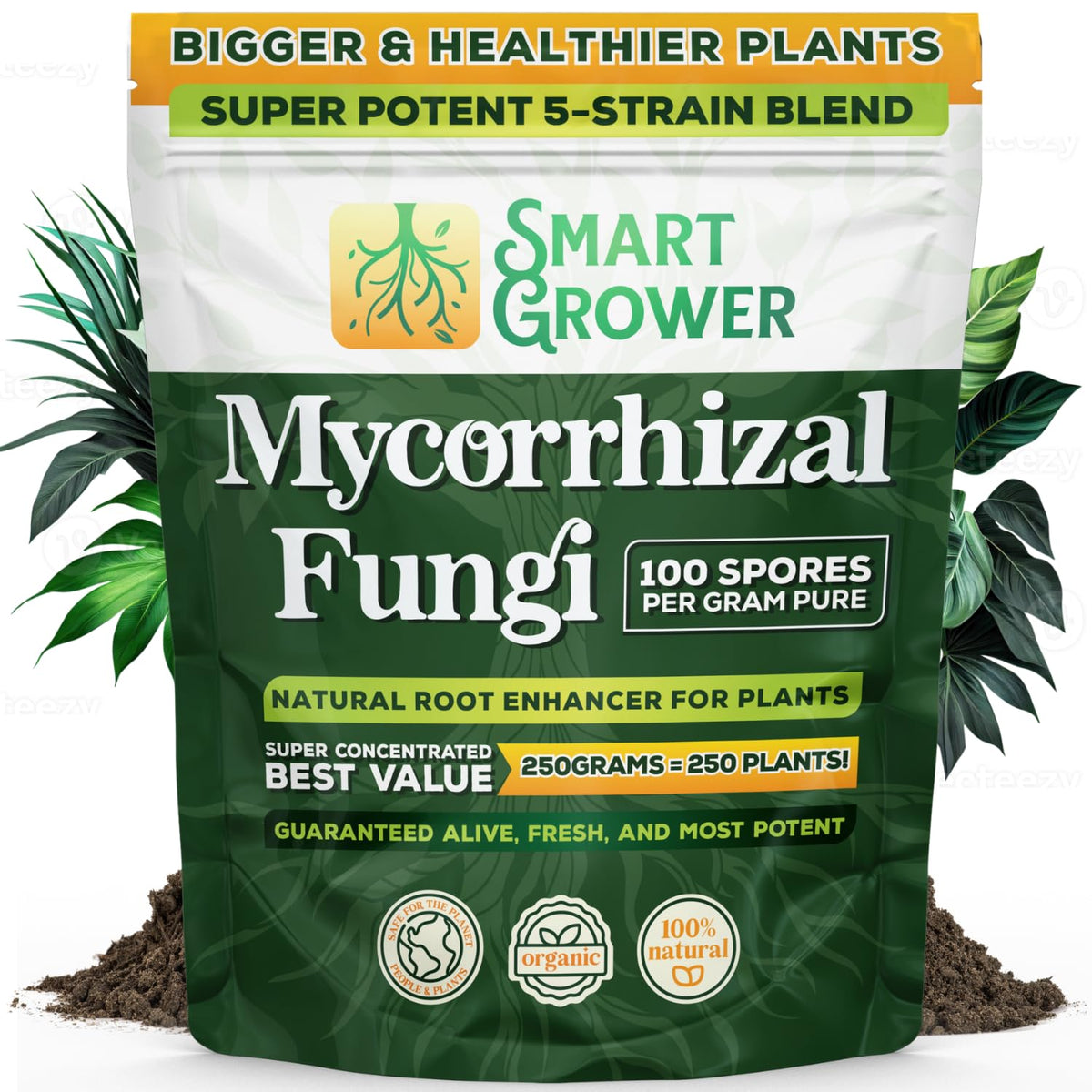 Smart Grower 5-strain blend bag boosts root health potential.