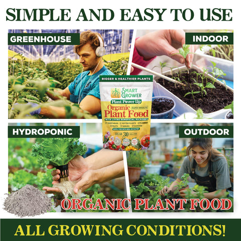 Smart Grower organic bacteria mix boosts soil health for bigger yields and vibrant foliage.