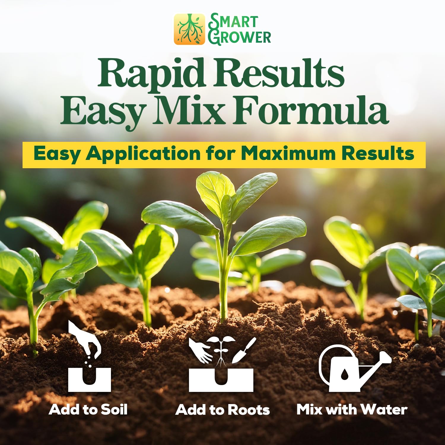 Smart Grower beneficial bacteria mix enhances soil health and nutrient uptake.