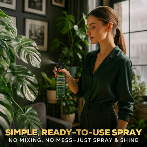 8 oz Smart Grower neem oil spray label for garden and home use.