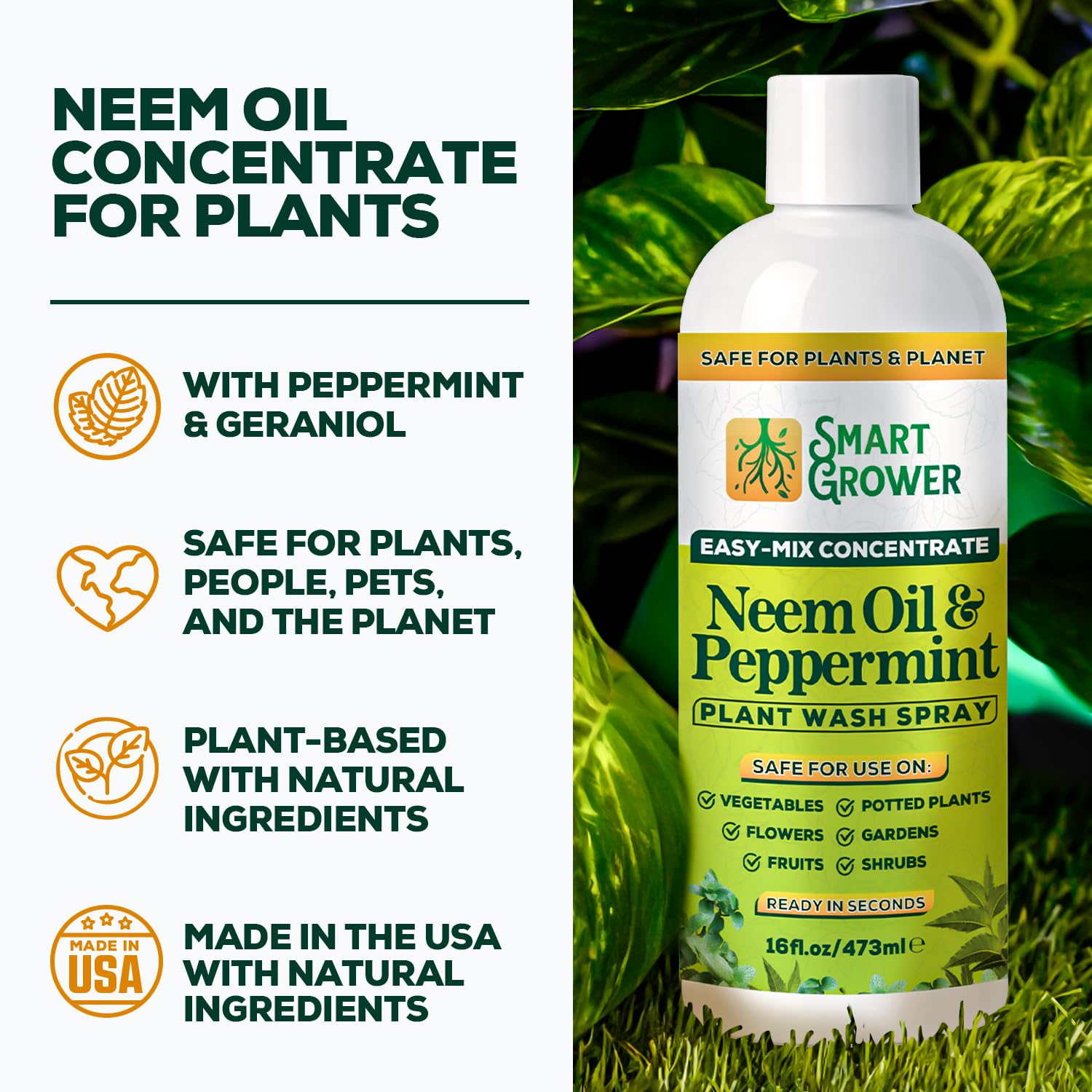Smart Grower neem oil concentrate being measured for dilution before use.