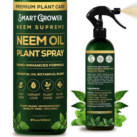Smart Grower neem oil spray bottle for easy indoor plant care and shine.