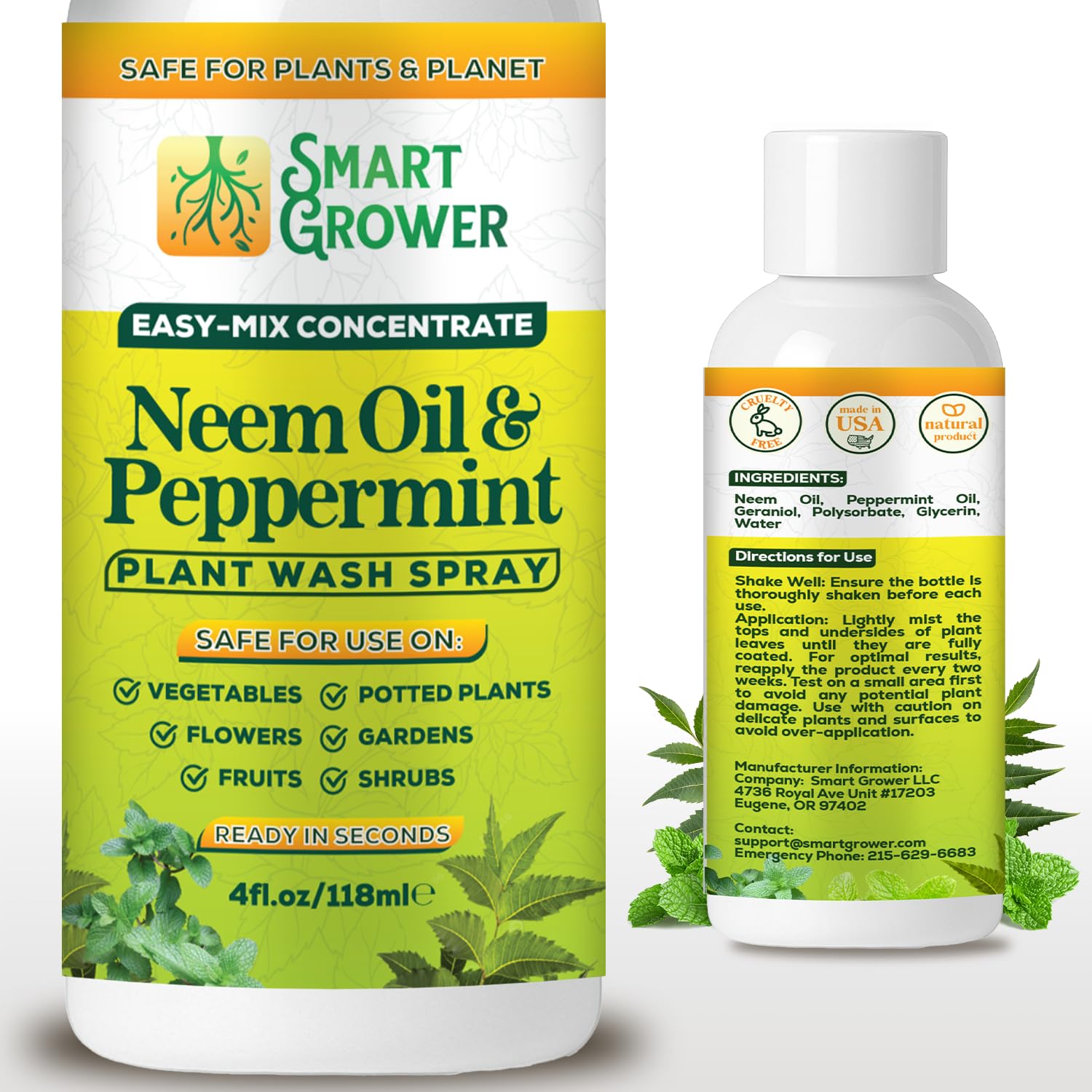 Smart Grower neem oil spray concentrate bottle ready for refill and DIY use