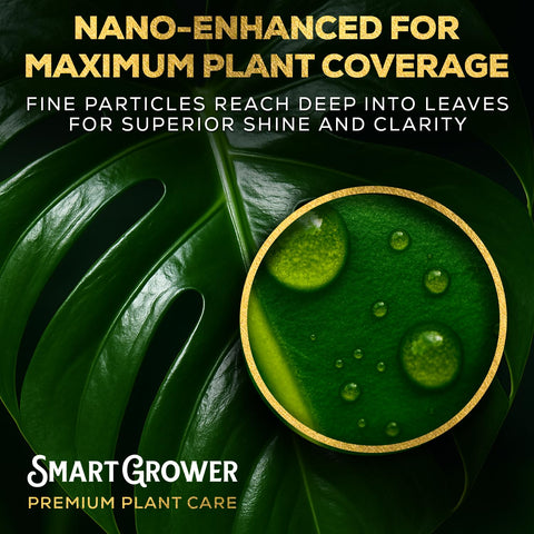 Indoor plant scene featuring Smart Grower spray ready for misting.