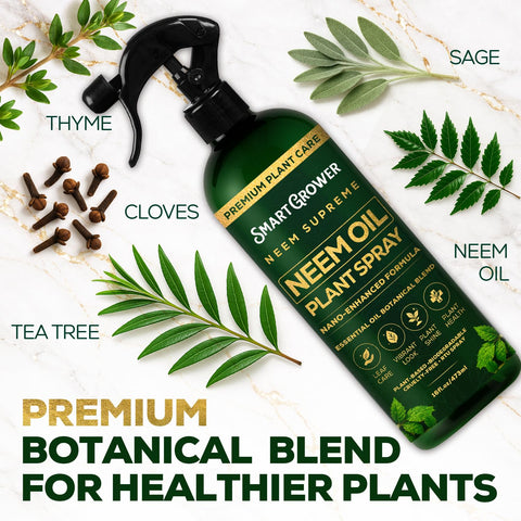 Smart Grower Neem Oil Spray on leaf undersides with thorough coverage.