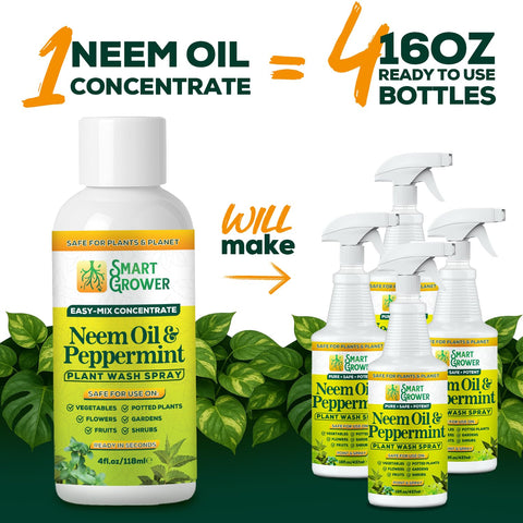 Smart Grower neem oil spray bottle with mixing cap for easy dilution