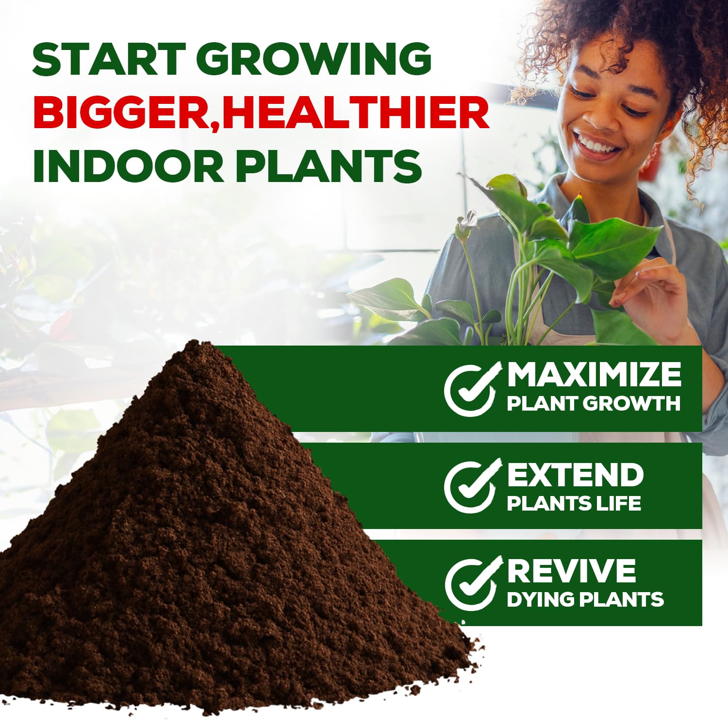 Smart Grower soil ingredients label highlights biochar, worm castings, and coco coir.