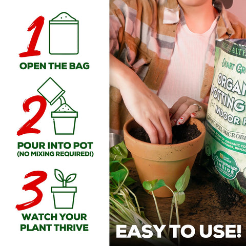 Smart Grower USA-made seal on packaging signals cruelty-free, pet-safe soil.