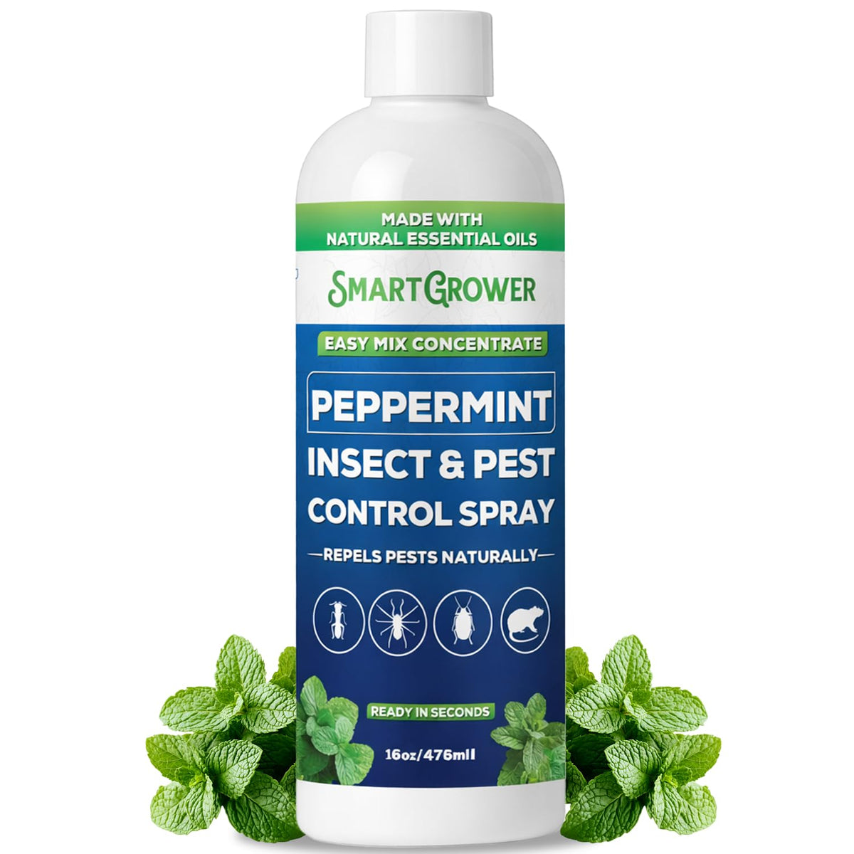 Smart Grower Peppermint Insect Concentrate bottle ready for easy home pest control.