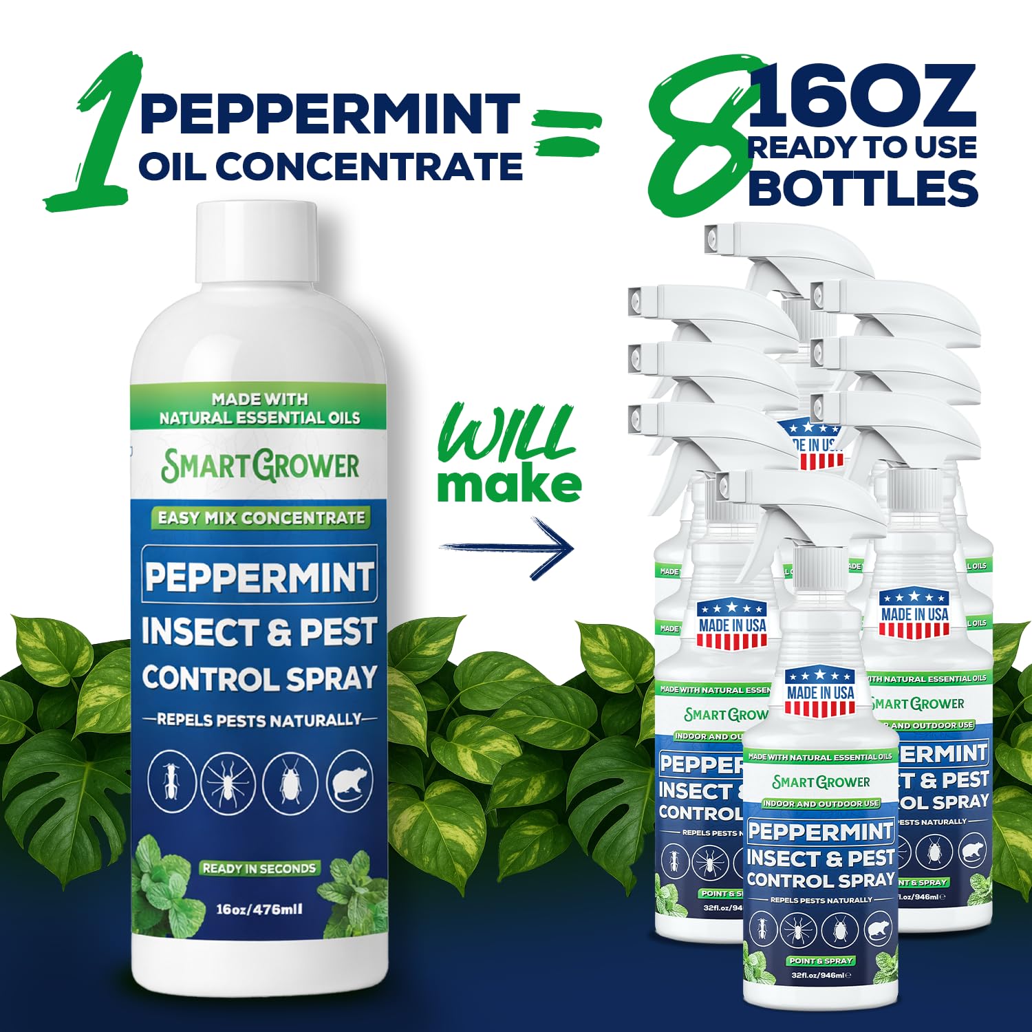Smart Grower Peppermint Insect Concentrate label showing safety and directions.