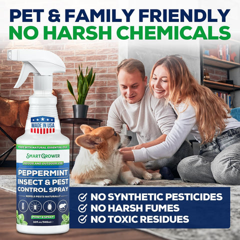 Smart Grower peppermint oil spray applied at entry points for deterrence