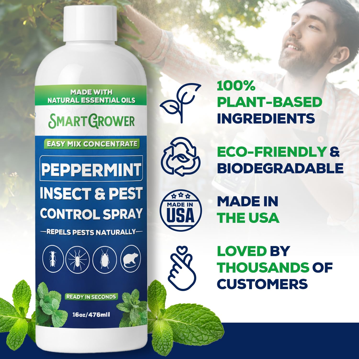 Smart Grower Peppermint Insect Concentrate premium-grade peppermint oil close-up.
