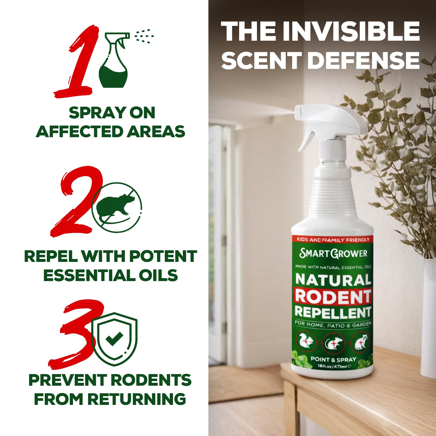 Smart Grower Peppermint Oil Spray in action around entry points creates a natural barrier.