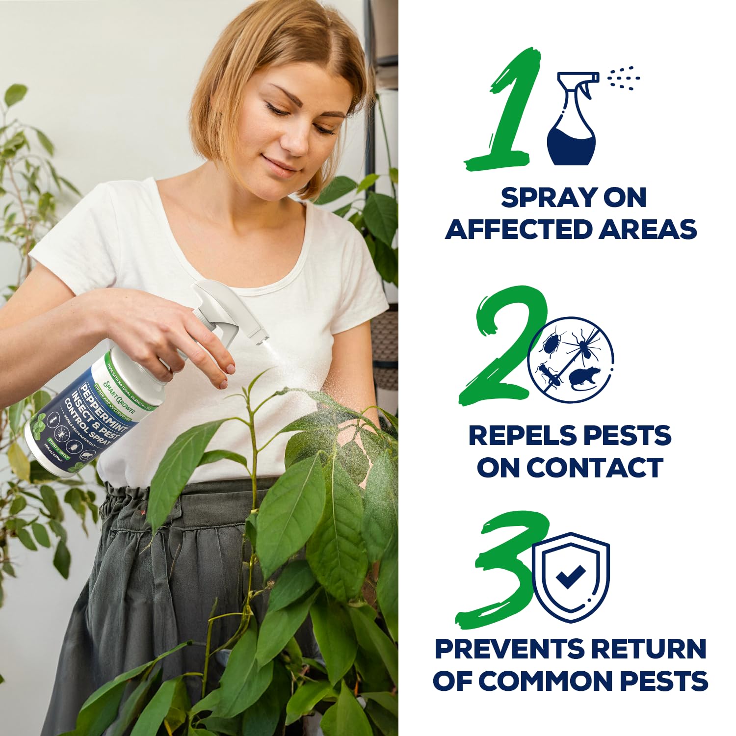 Smart Grower peppermint oil spray in garden for outdoor pest deterrence