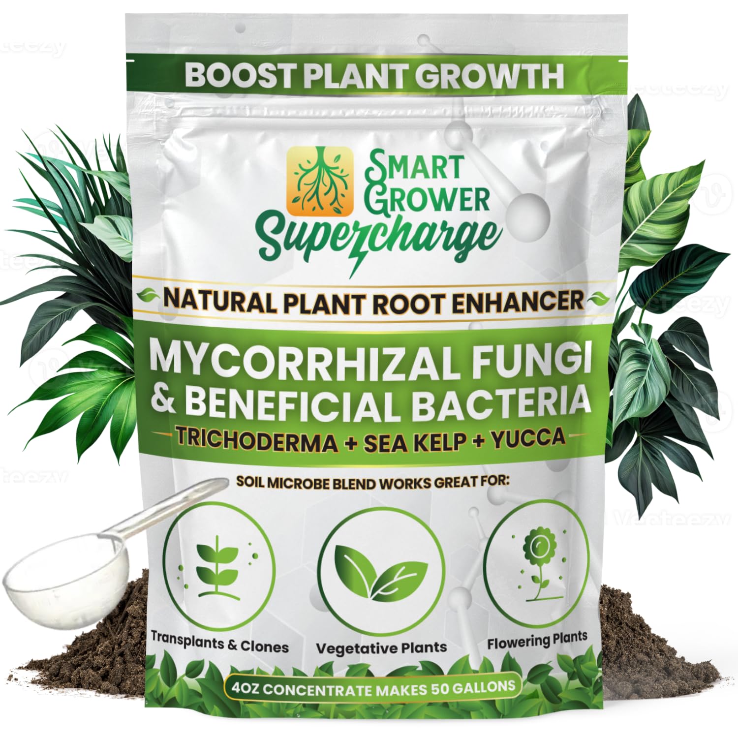 Smart Grower root enhancer bottle pour for easy near-root application and improved nutrient uptake