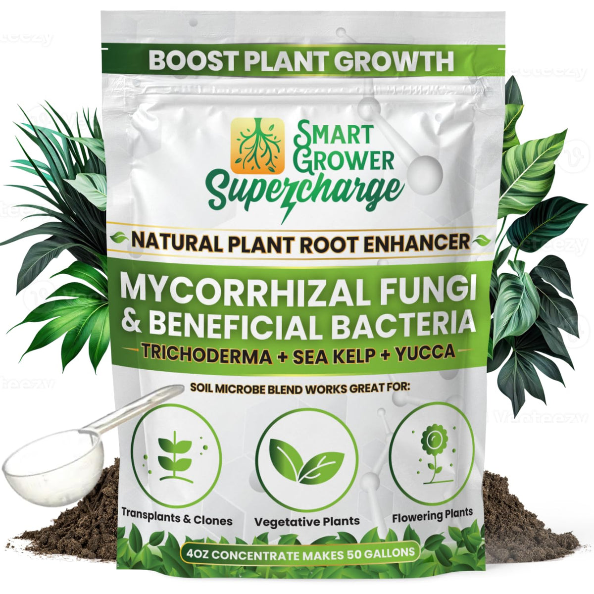 Smart Grower root enhancer bottle pour for easy near-root application and improved nutrient uptake