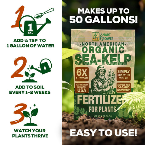 Smart Grower Sea-Kelp fertilizer ideal for hydroponics and soil mixes.