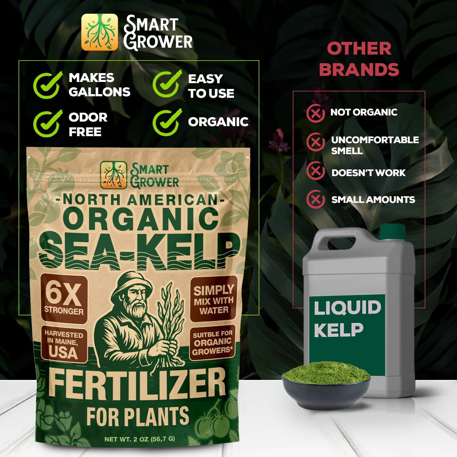 Smart Grower Small-batch organic seaweed fertilizer for gardens.