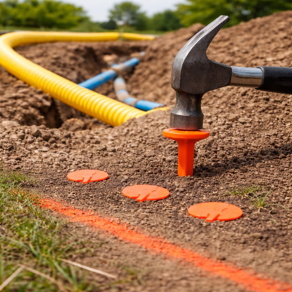 Smart Spring easy-to-locate survey marker orange for relocation without tools