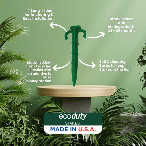 Smart Spring stakes feature ribbed barbed design for superior soil grip.